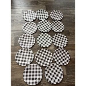 Black & White Buffalo Check Melamine 13" Charger Plates Set 14 Robert Stanley
